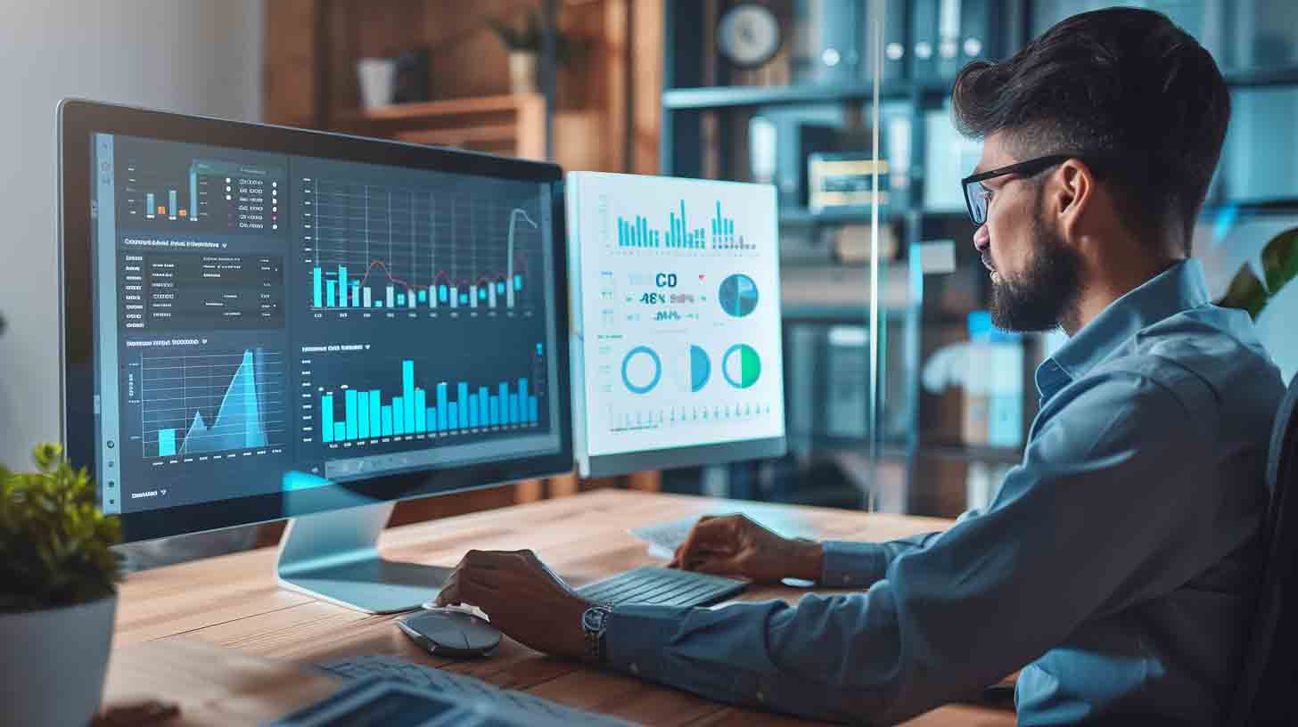 PPC management specialist analyzing Google Ads and paid advertising performance dashboards