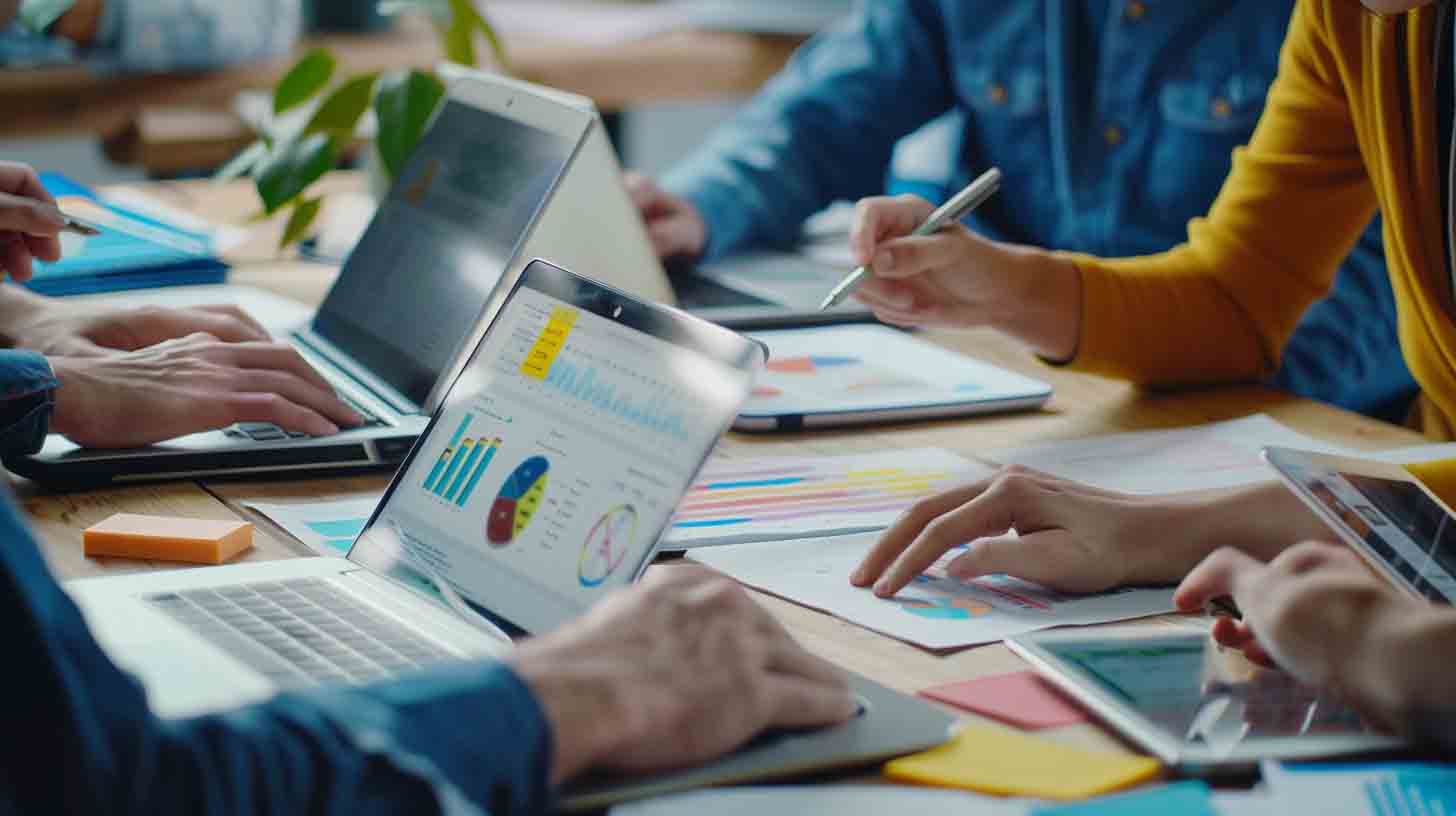 SEO and PPC strategy session for San Diego digital marketing services with analytics dashboards and growth metrics